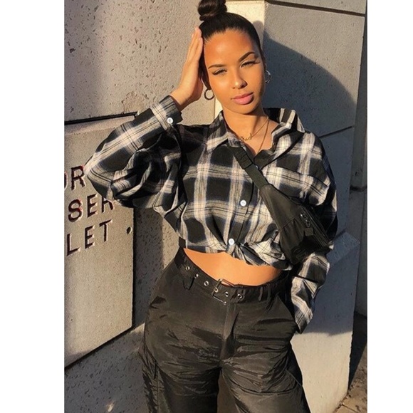 Plaid Oversized Button Down Cotton Shirt - Picture 9 of 13